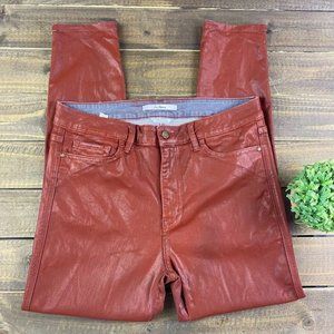 Sam Edelman The Stiletto High Rise Ankle Coated Skinny Jeans Sz 32 Wine Burgundy